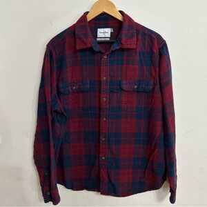 Goodfellow & Co Men's Red & Navy Plaid Button-Up Shirt XL